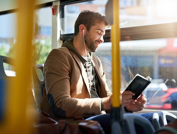 Person travelling by bus